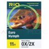 Bas de ligne RIO Euro Nymph 11' (3,40m) Départ chartreuse pointe rose/jaune
